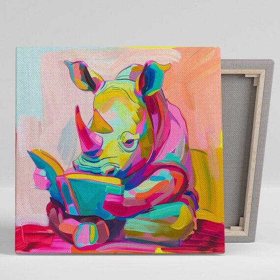 Whimsical Rhino Art Print, Contemporary Animal Decor