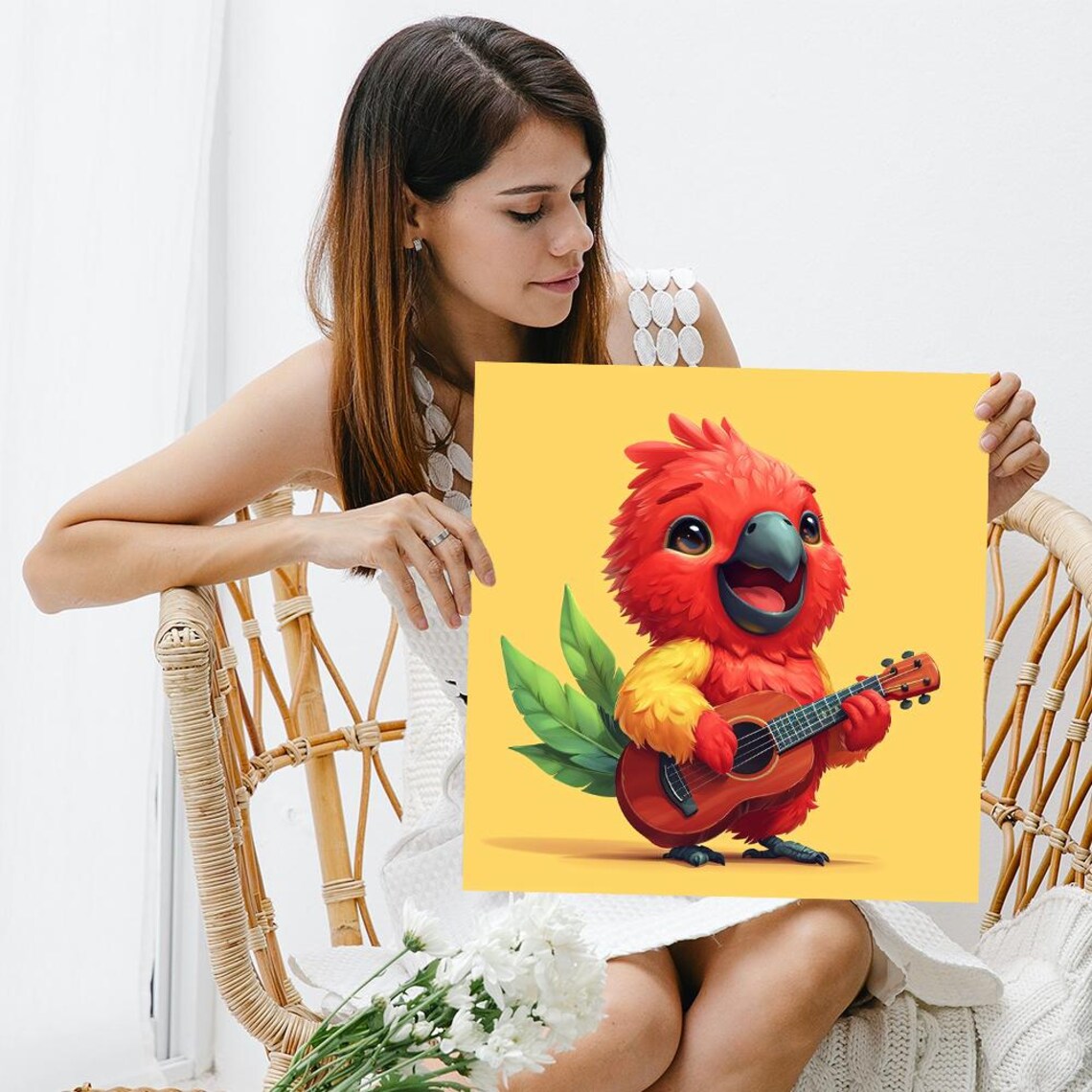 Melodic Macaw Mischief, Whimsical Tropical Art Print - Image 3