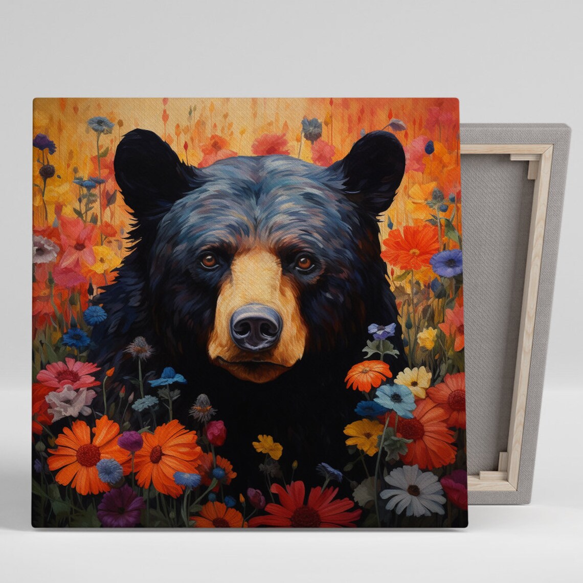 Floral Bear Majesty Modern Animal Wall Art Print