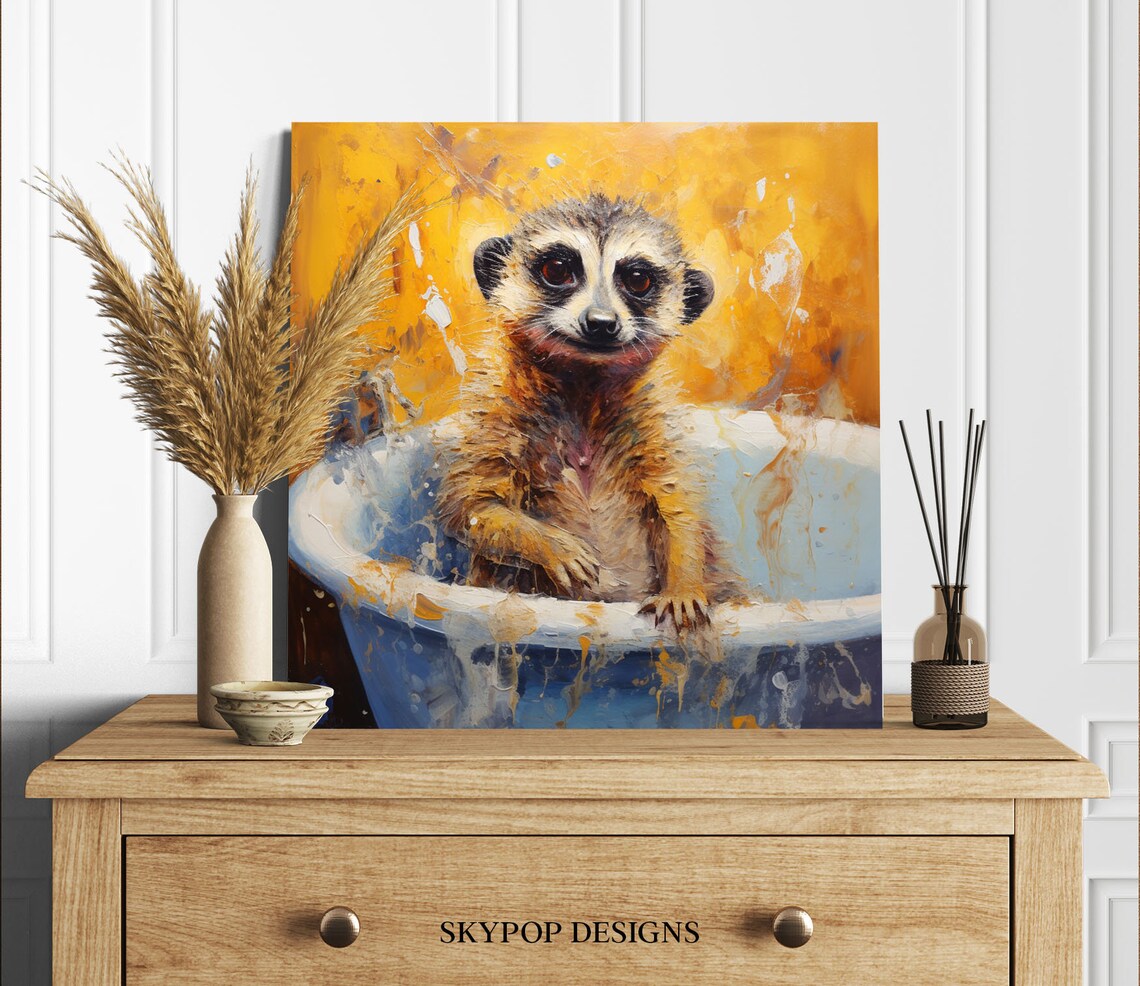 Meerkat In Bathtub Bathroom Wall Art Poster Print - Image 2