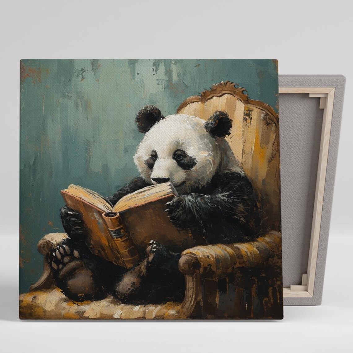 Panda Whimsical Rustic Decor, Literary Escape Art Print