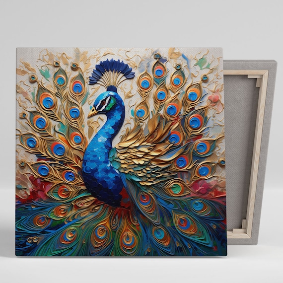 Peacock Wall Art Print, Exotic Living Room Decor