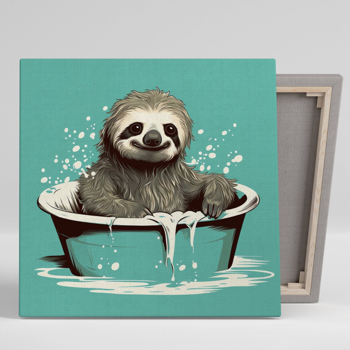 Sloth Bathing Bliss, Whimsical Contemporary Art Print
