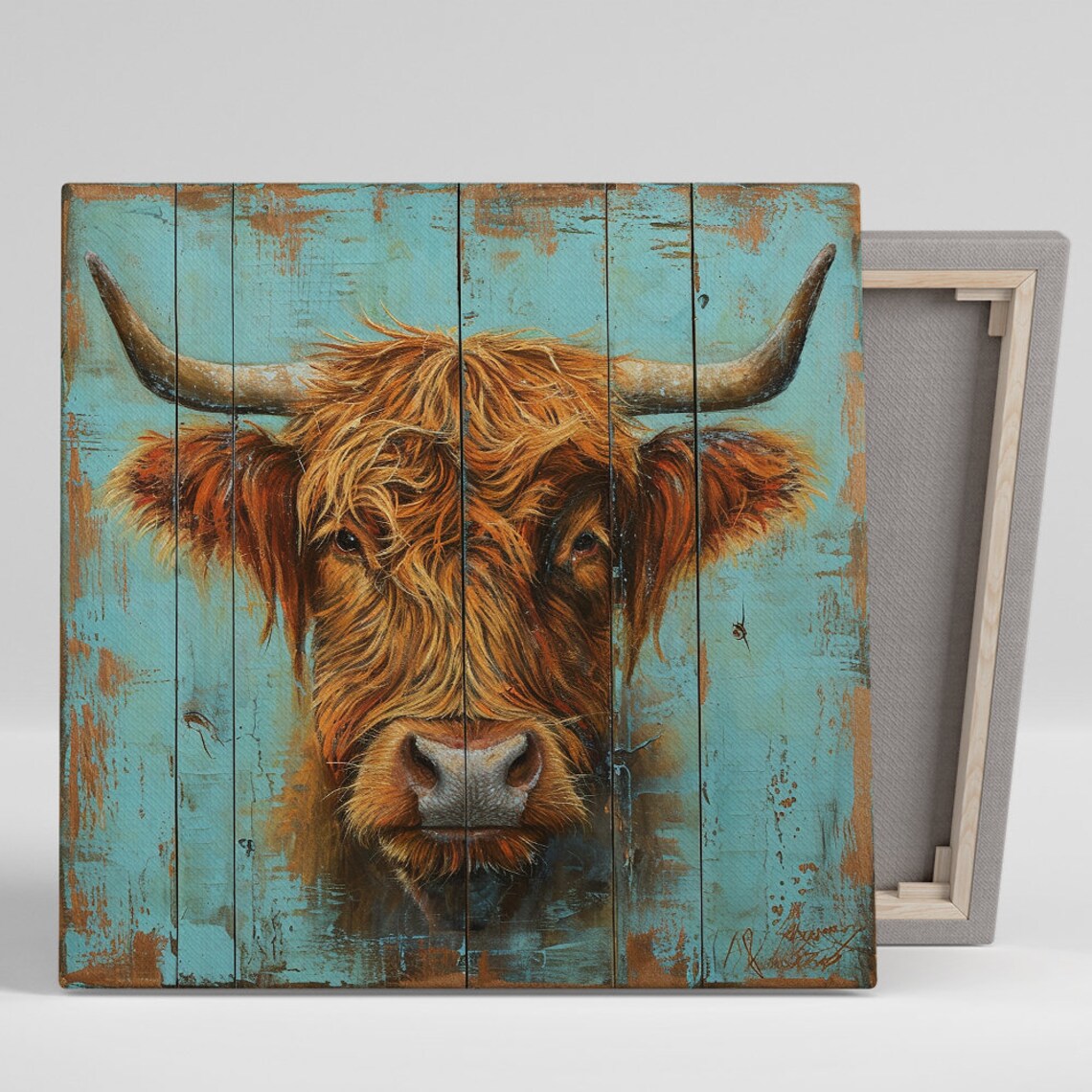 Highland Cow Rustic Farmhouse Wall Art Poster