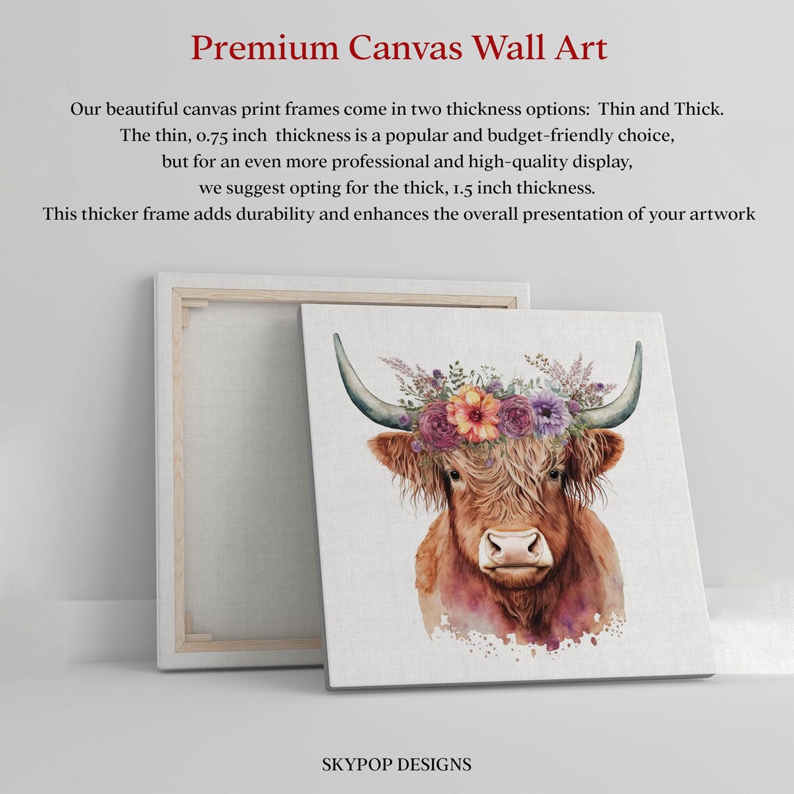 Highland Cow With Flowers, Scottish Farm Art Print - Image 2