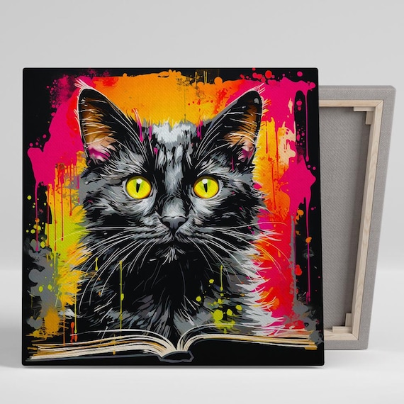 Cat Pop Art Poster, Contemporary Living Room Decor