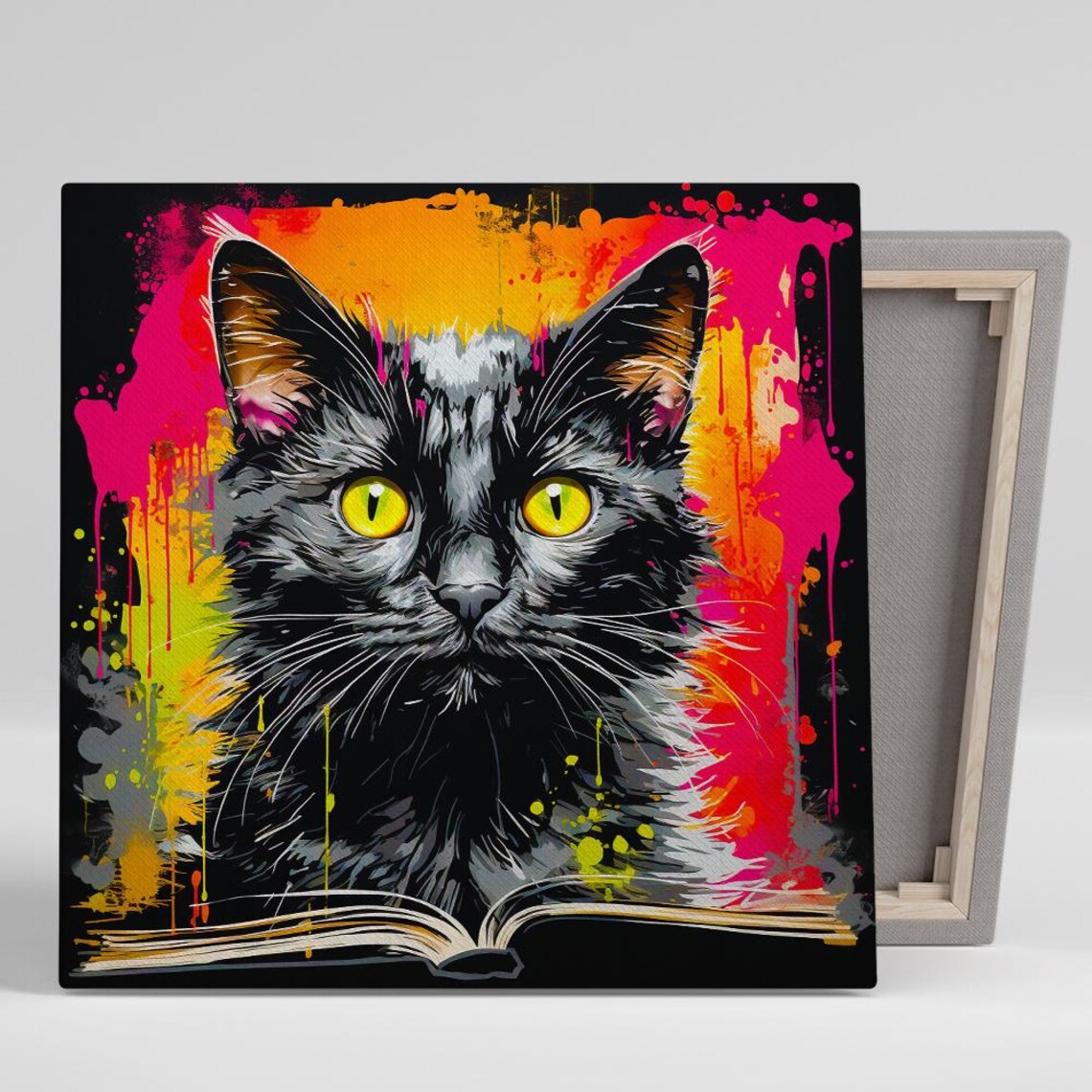 Cat Pop Art Poster, Contemporary Living Room Decor
