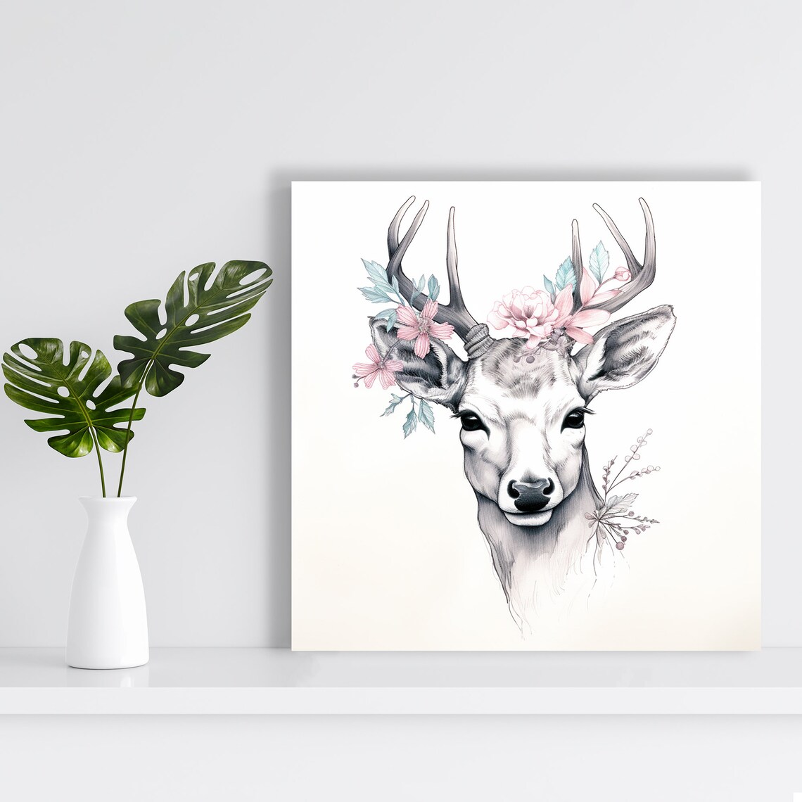 Enchanted Forest Deer Bohemian Art Print - Image 2