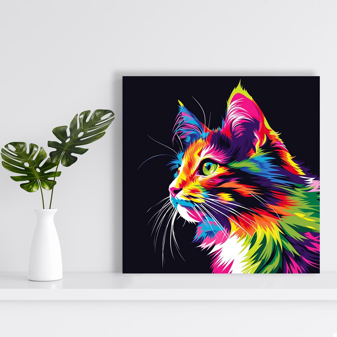 Cat Pop Art Bohemian Decor Art Print, Living Room - Image 2