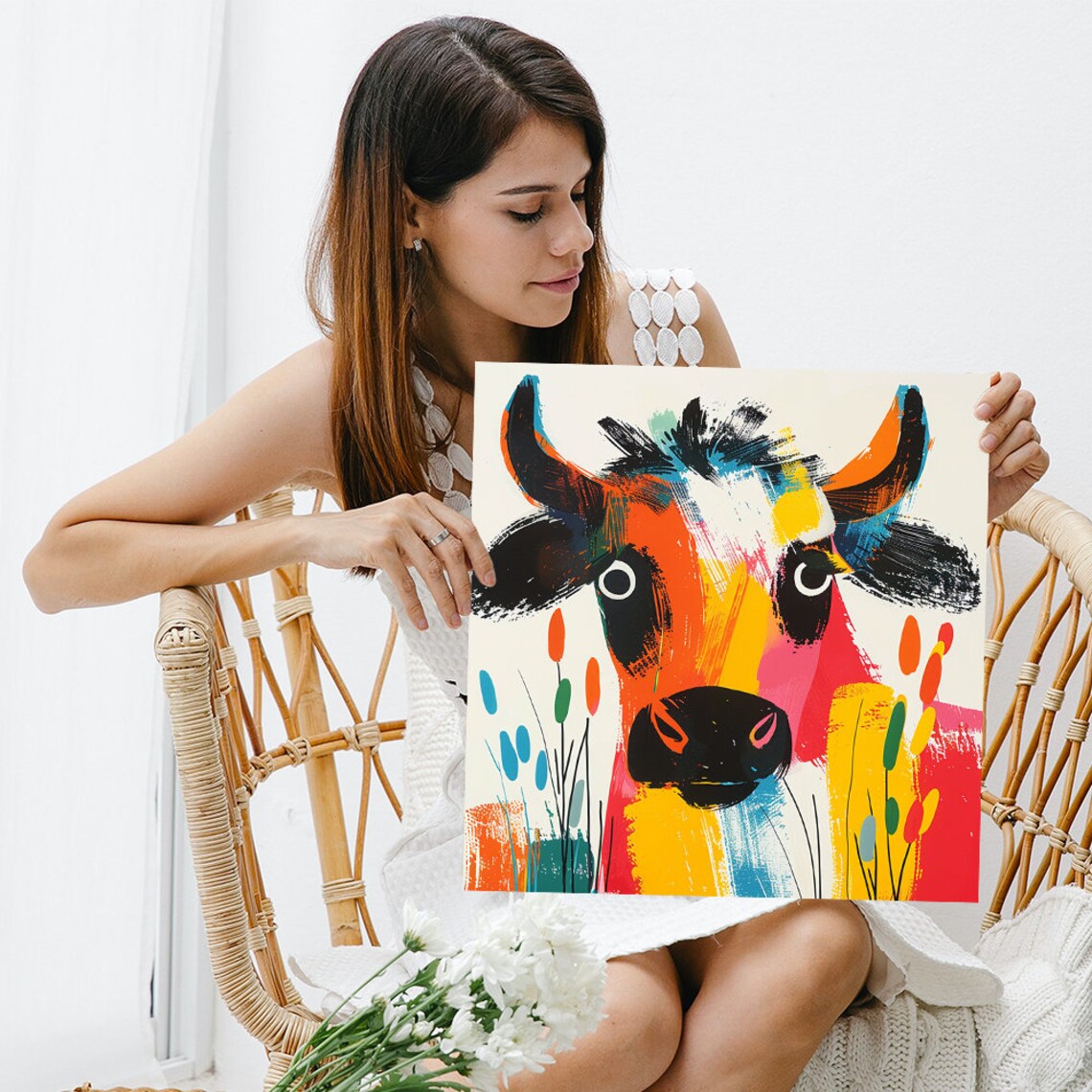 Cow Art Print, Whimsical Modern Farmhouse Decor - Image 3