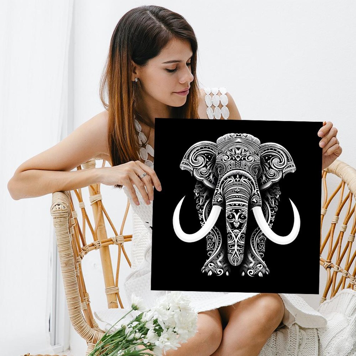 Mandala Elephant, Contemporary Bohemian Art Print - Image 3