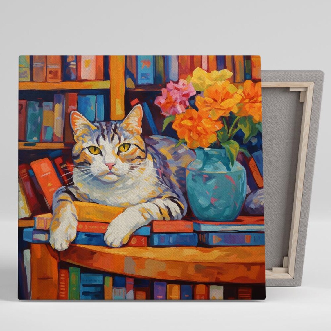 Cat Literary Companion, Whimsical Bohemian Art Print