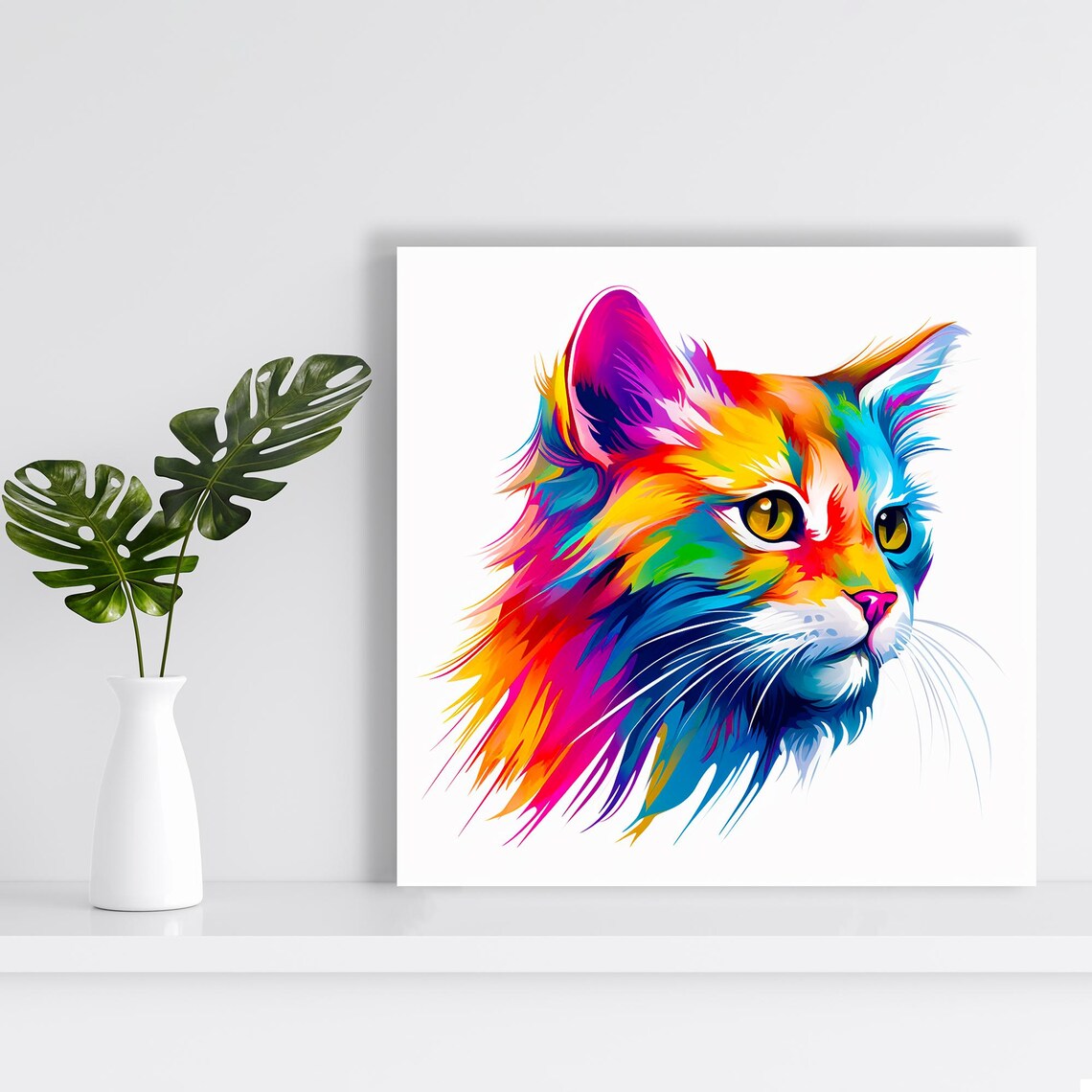 Pop Art Cat Fusion, Modern Living Room Art Print - Image 2