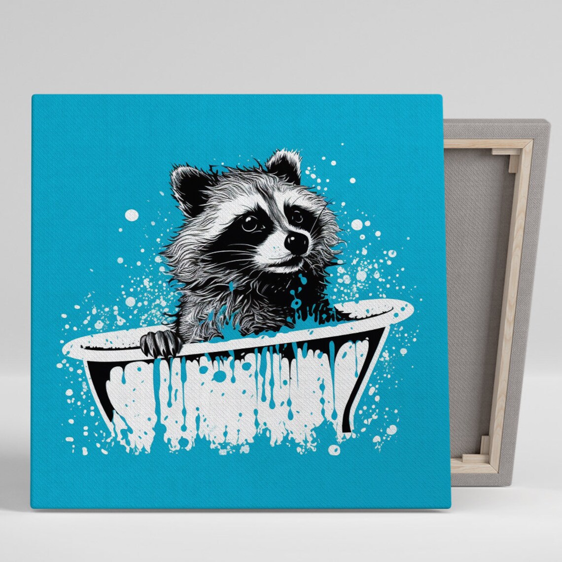 Bathing Bandit Art Print, Whimsical Animal Decor