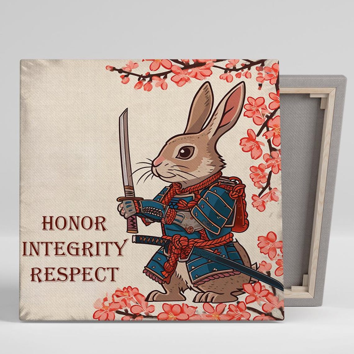 Samurai Rabbit With Katana Cherry Blossoms Honor Integrity Poster