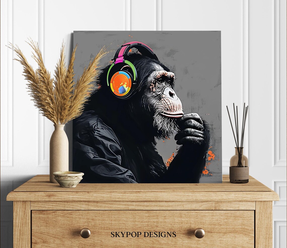 Funky Monkey Beats Pop Art Modern Wall Art Print - Image 2