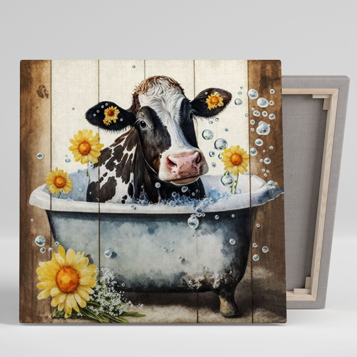 Cow in Bathtub Funny Bathroom Wall Art Print