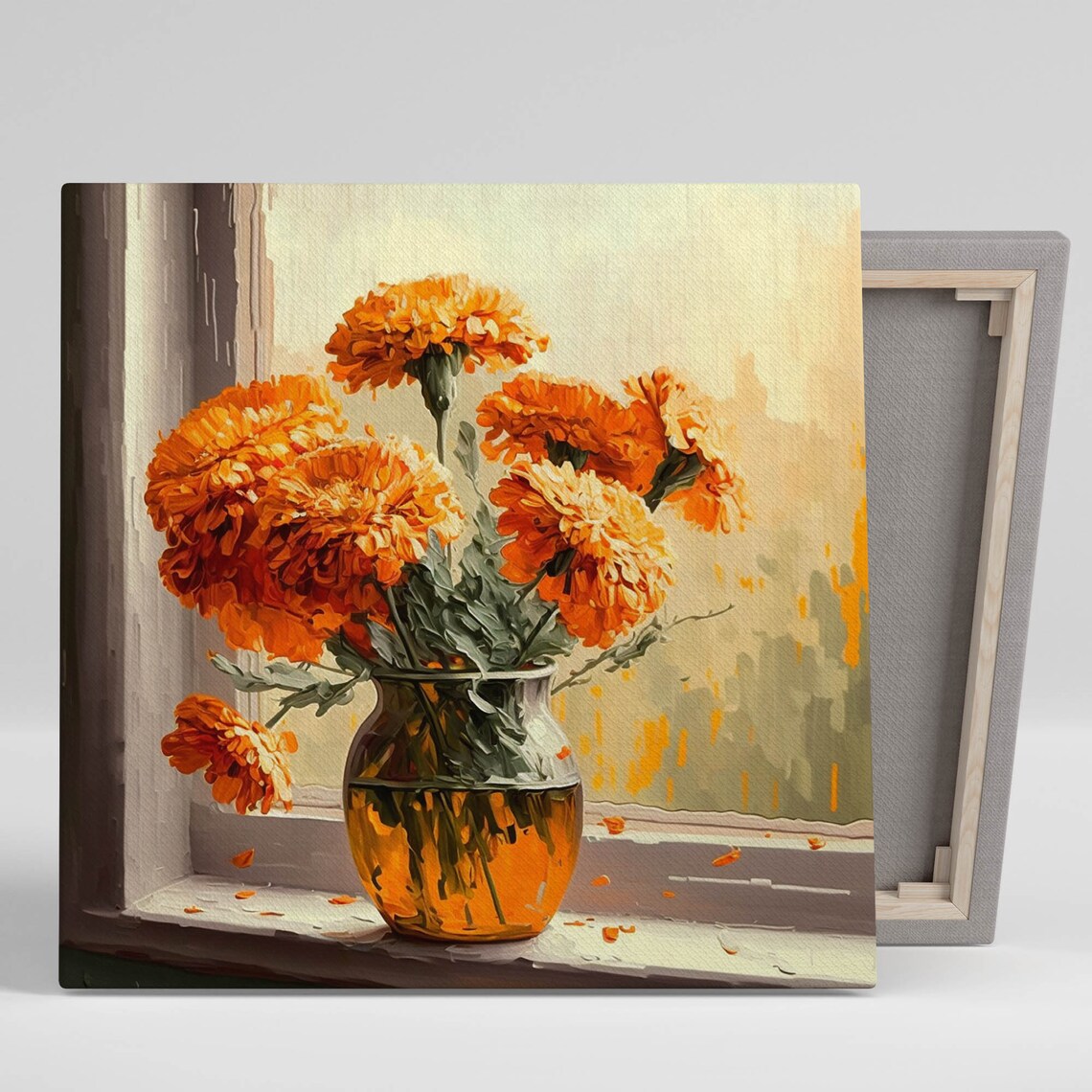 Marigold Botanical Art Print, Flower Wall Decor