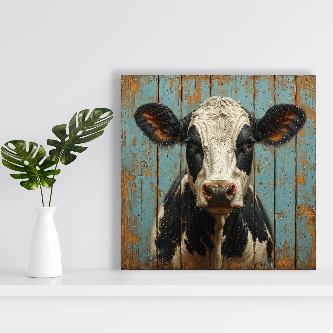 Cow Art Print, Rustic Farmhouse Living Room Decor - Image 2