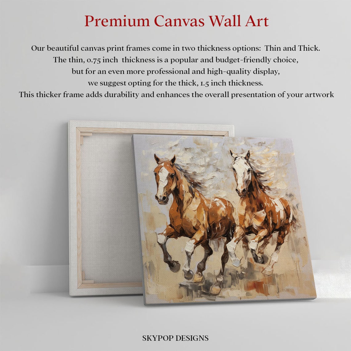 Two Galloping Chestnut Horses Dynamic Equestrian Oil Style Wall Poster - Image 3