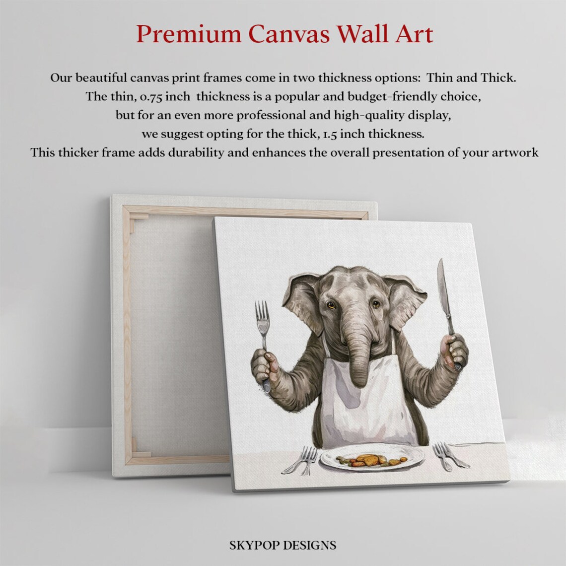 Elephant Culinary Feast, Whimsical Contemporary Poster - Image 3