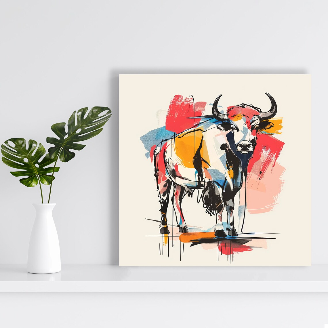 Bull Abstraction Poster, Contemporary Animal Decor - Image 2