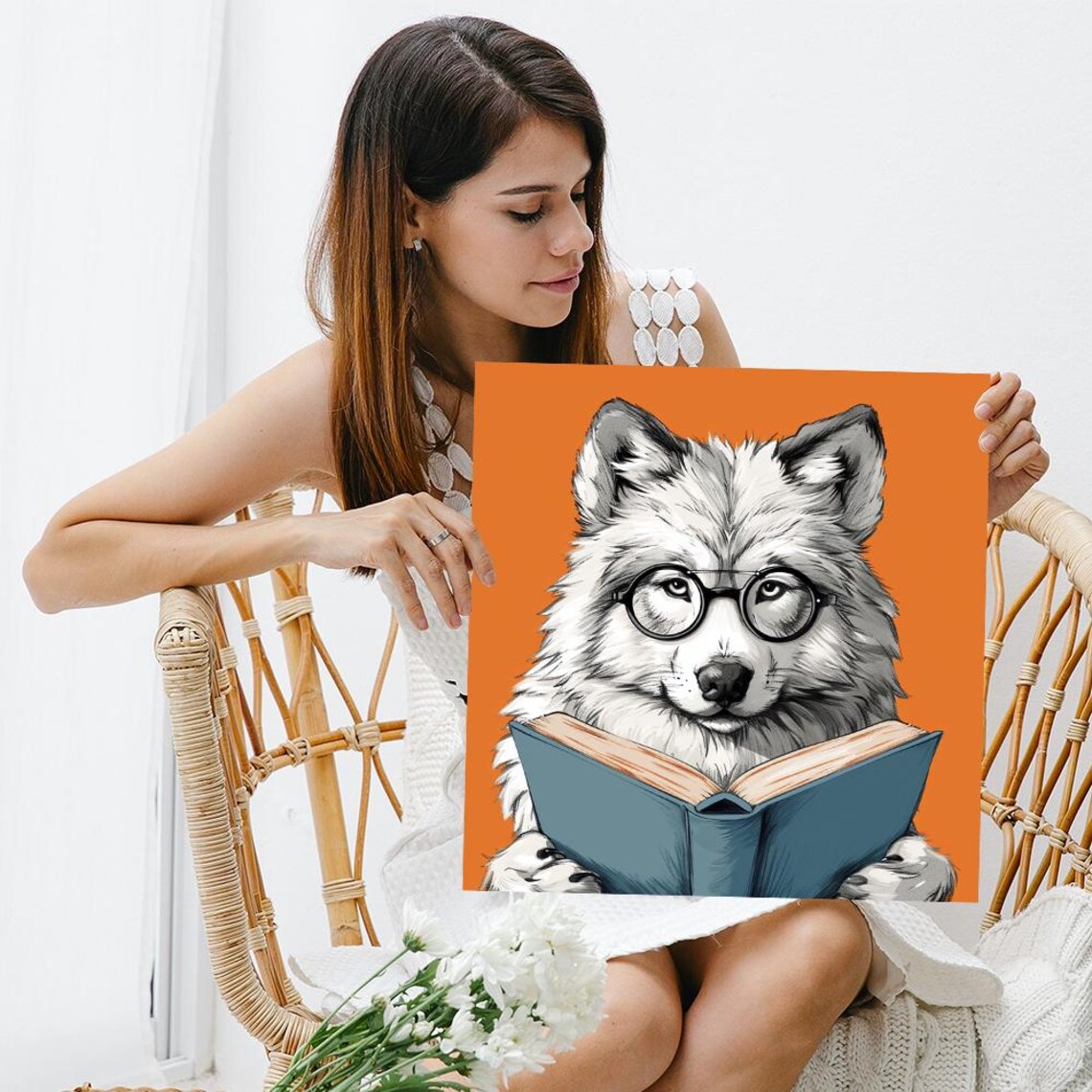Whimsical Wolf Art Print for Office or Library - Image 3
