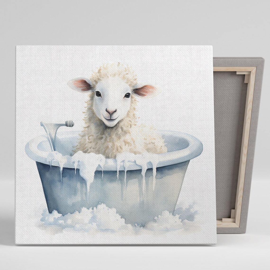 Sheep Bathtub Surprise, Whimsical Farmhouse Art Print
