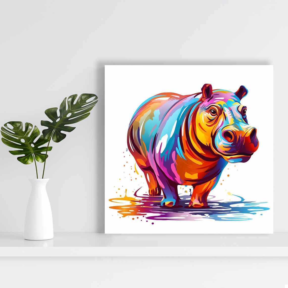Hippo Splash Art, Contemporary Pop Animal Poster - Image 2