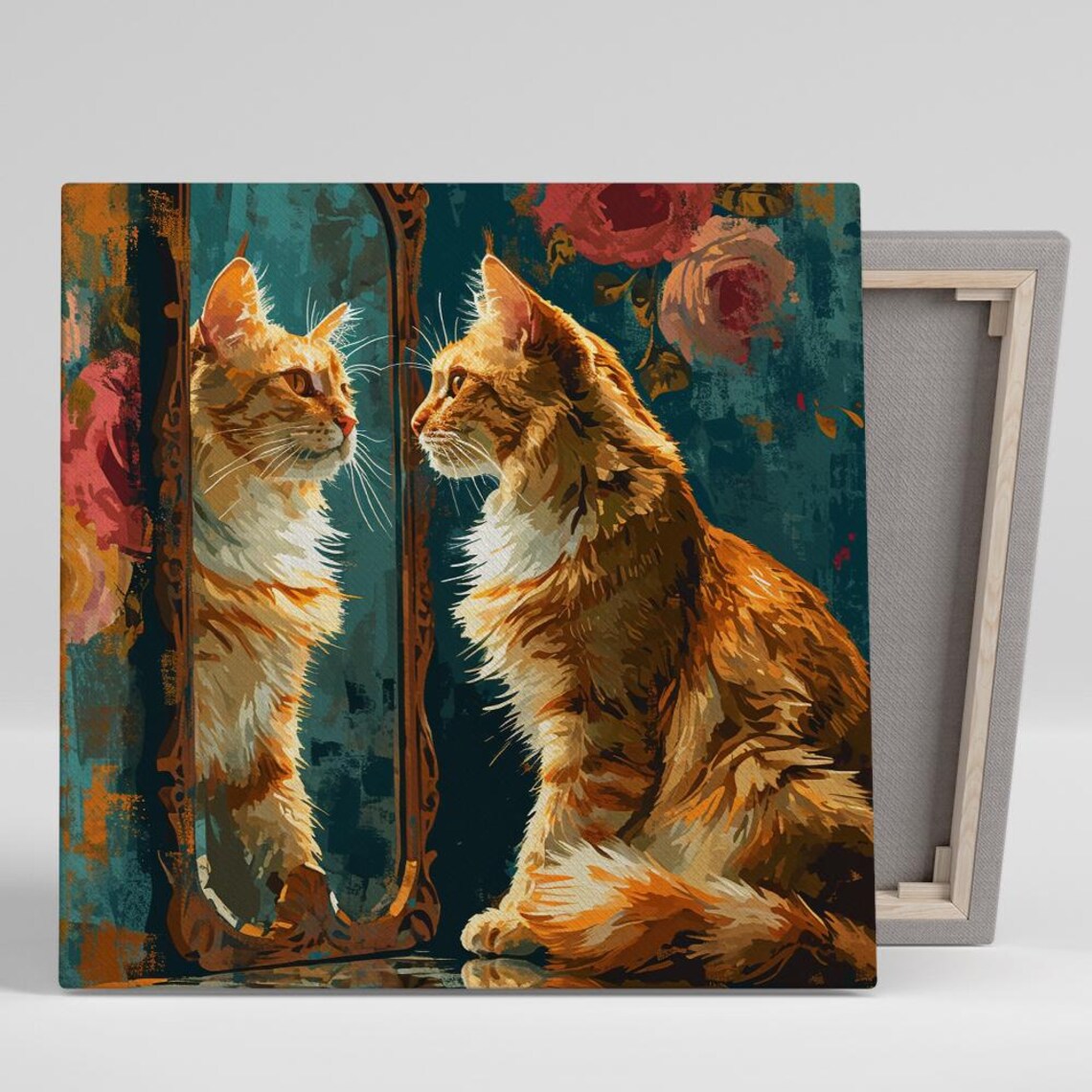 Cat Reflection, Contemporary Bohemian Rustic Wall Art Print