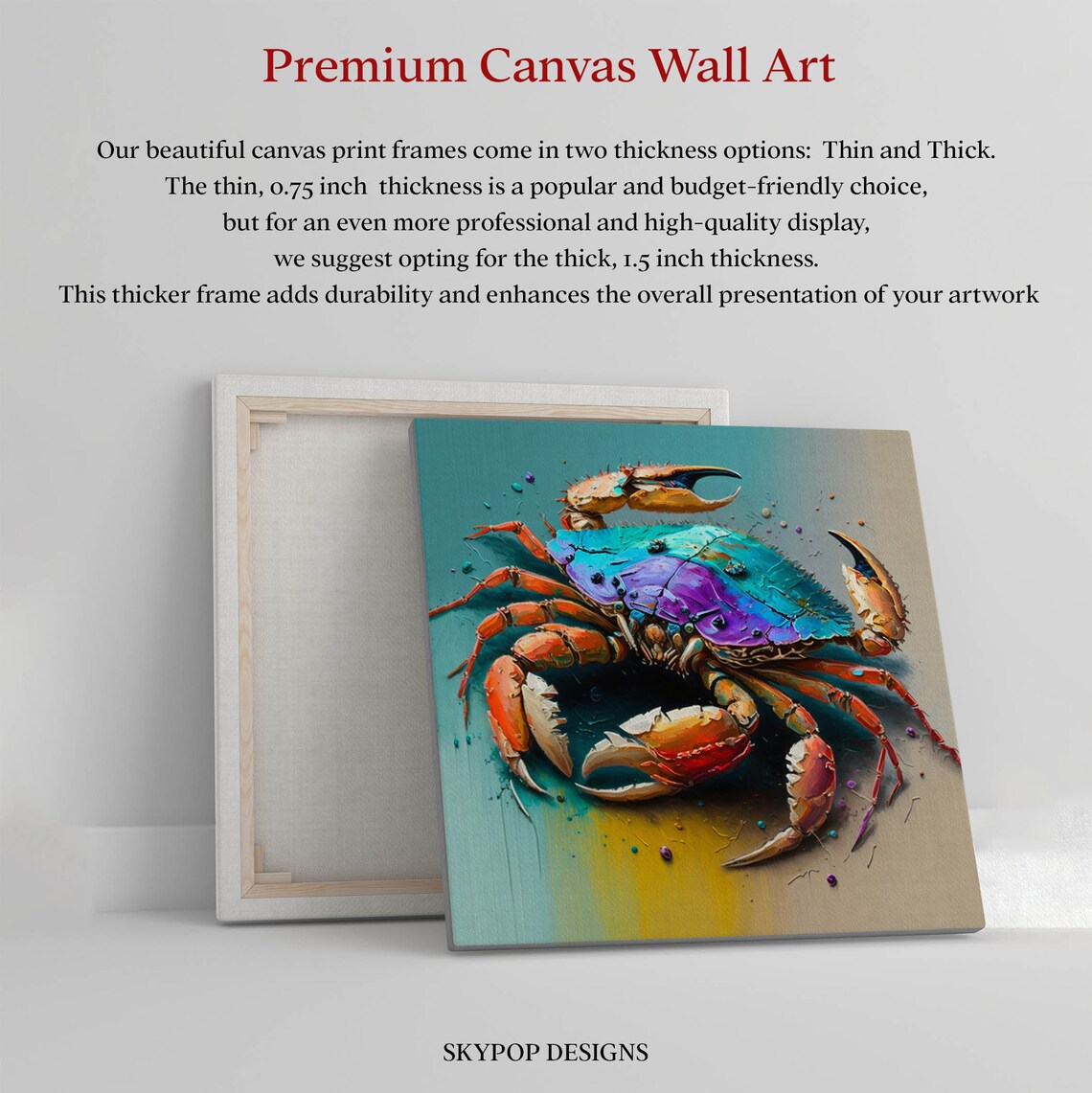 Crab Wall Art Print, Ocean and Beach Wall Decor - Image 3