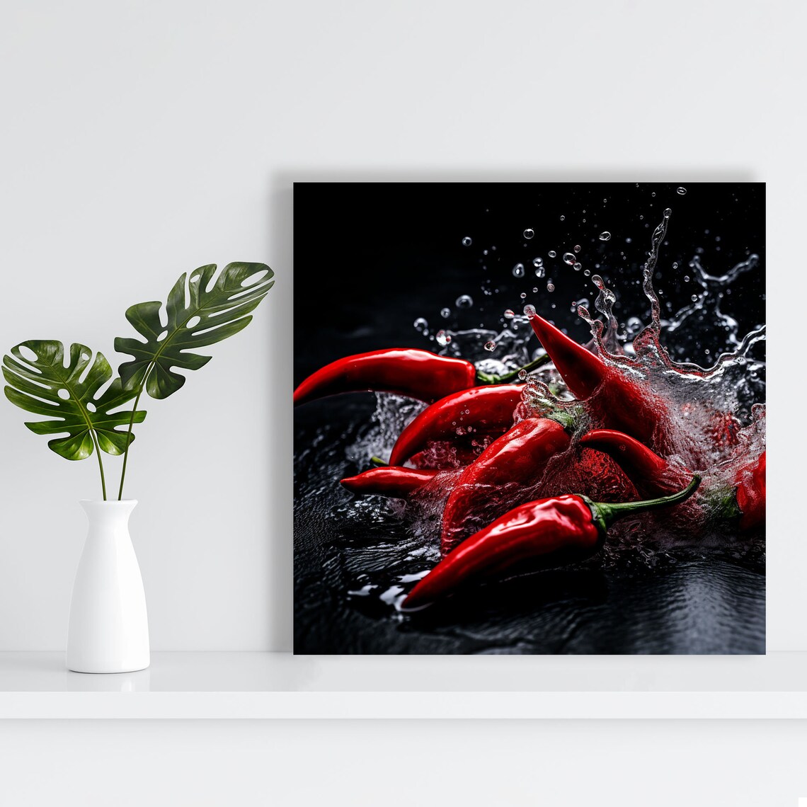 Red Chili Whimsical Kitchen Wall Decor Art Print - Image 3