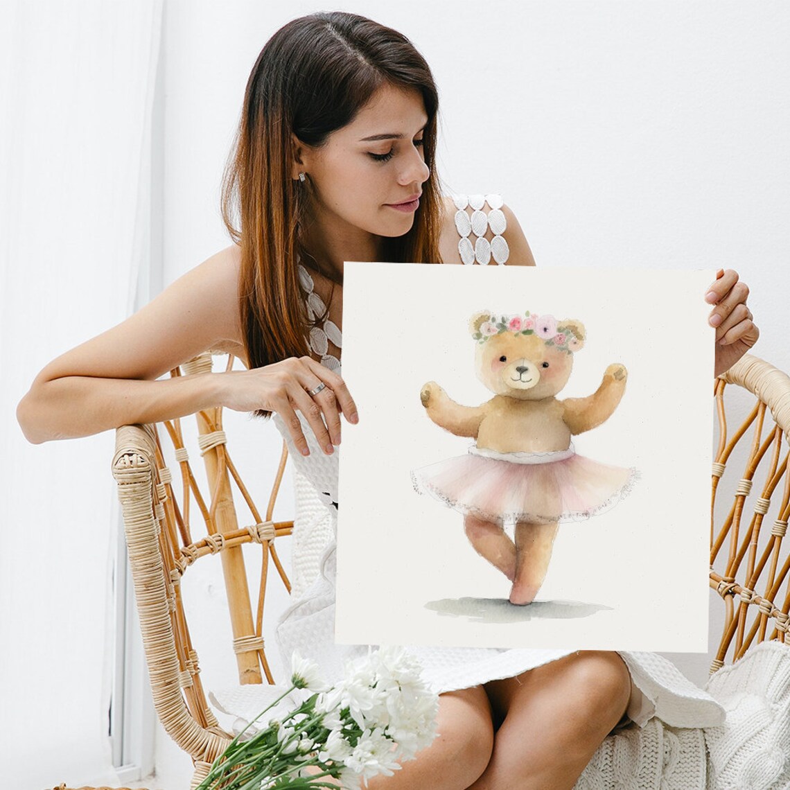 Ballet Bear Blossom Nursery Playroom Art Print - Image 3