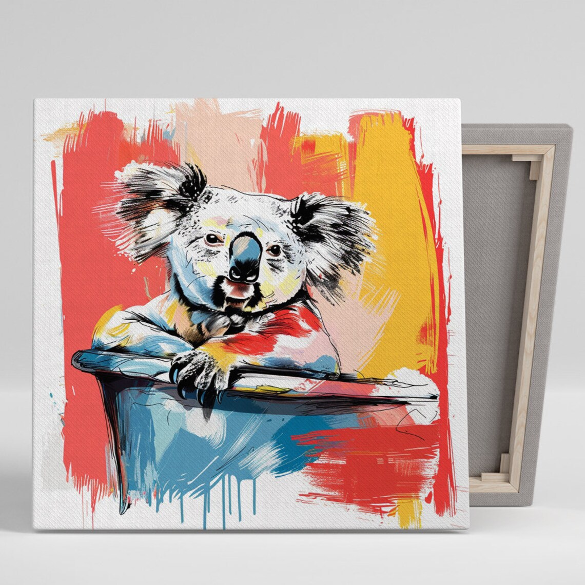 Vibrant Koala Embrace Contemporary Animal Art Print