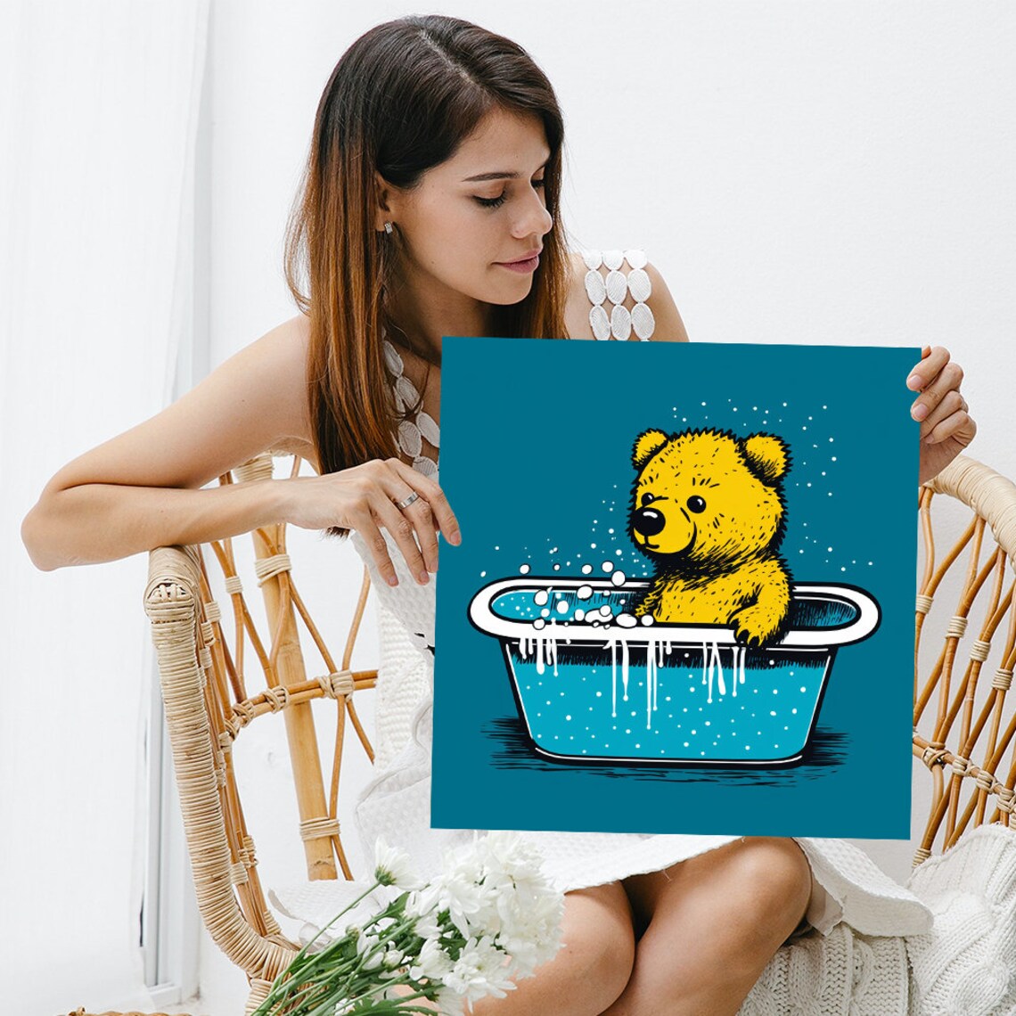 Bathtub Bear Pop Art Bathroom Wall Art Print, Children's Room - Image 3