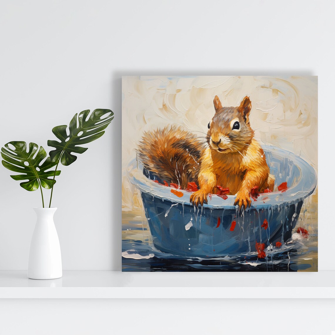 Squirrel In Bathtub Poster, Bathroom Wall Art - Image 2