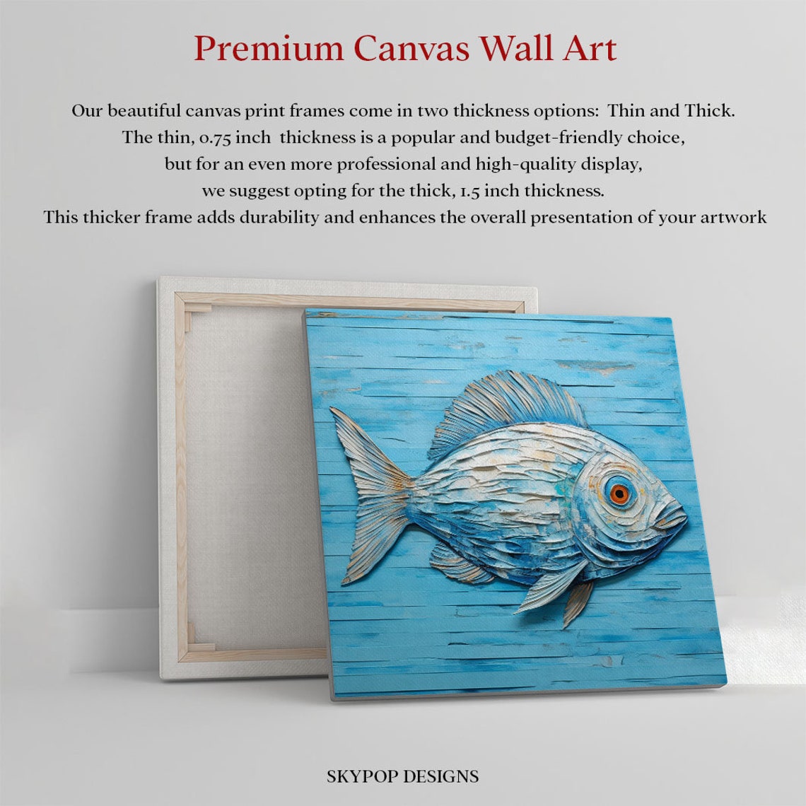 Blue And White Fish Paper Art Coastal Textured Ocean Wall Art Poster - Image 4