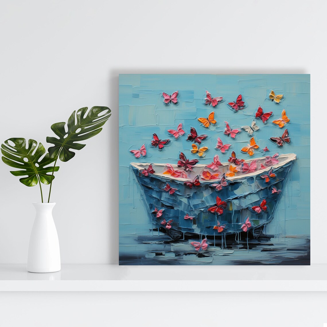 Butterflies In Bathtub Bathroom Wall Art Print - Image 2