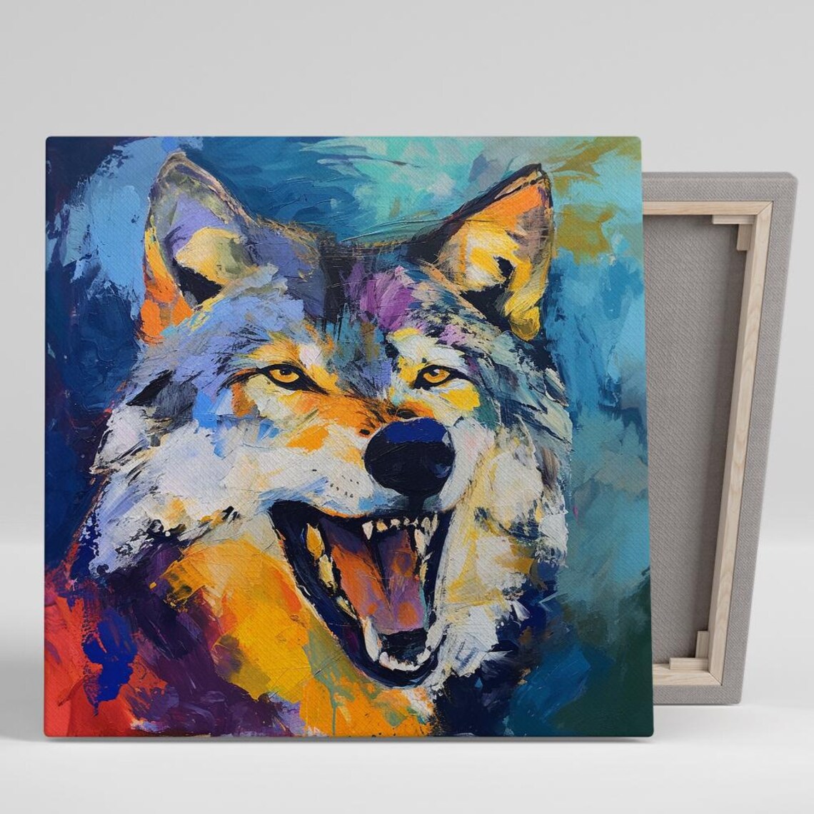 Vibrant Wolf Spirit Art Print, Whimsical Decor