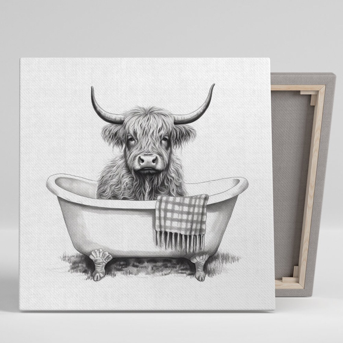 Highland Cow, Whimsical Rustic Wall Art Print