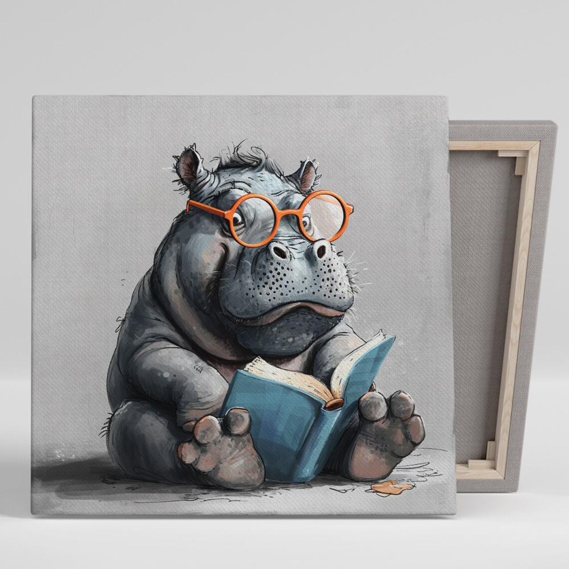 Hippopotamus Whimsical Animal Poster, Children's Room
