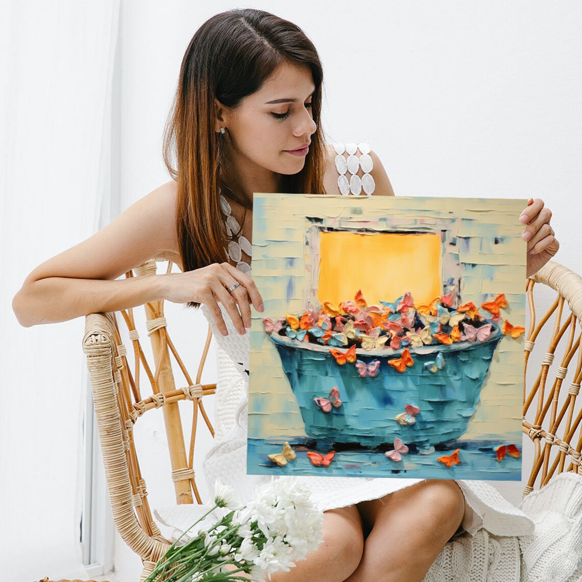 Butterflies In Bathtub Bathroom Decor Art Print - Image 3