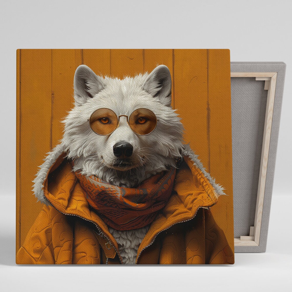 Hipster Wolf Whimsical Animal Decor Wall Art Print