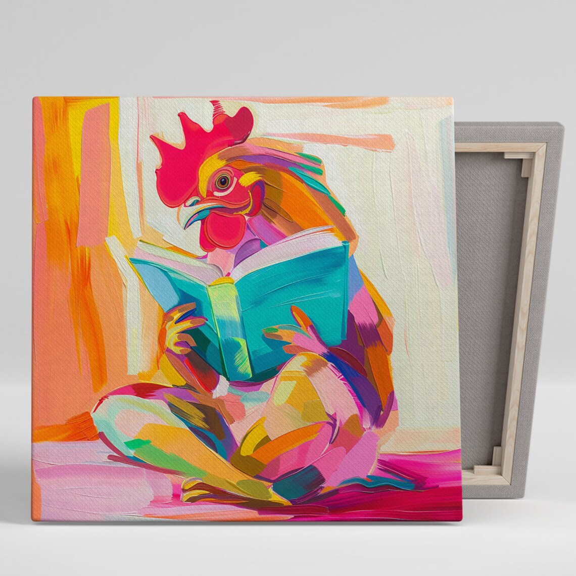 Scholarly Rooster, Whimsical Eclectic Art Print