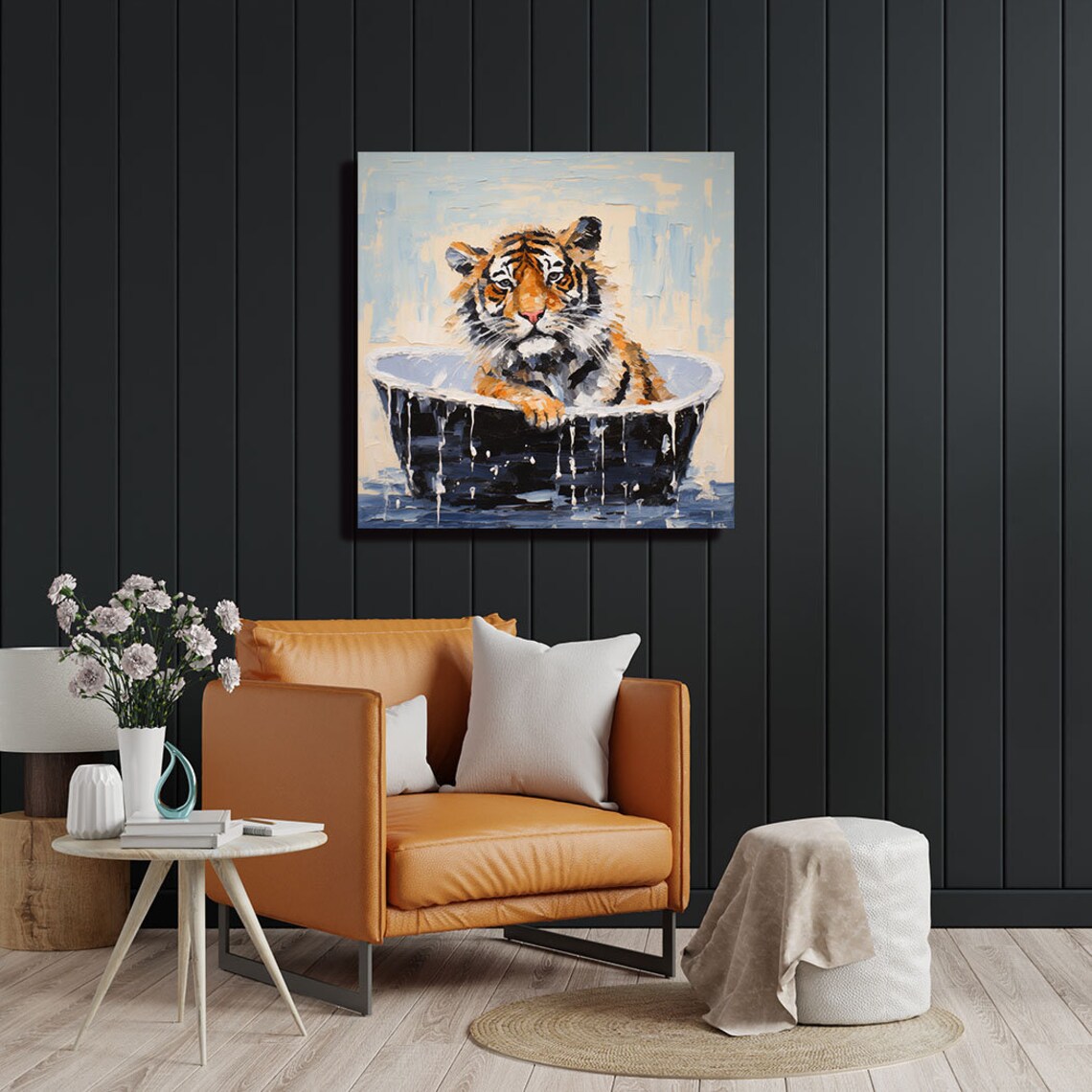 Tiger in Bathtub Bathroom Nursery Poster Print - Image 3