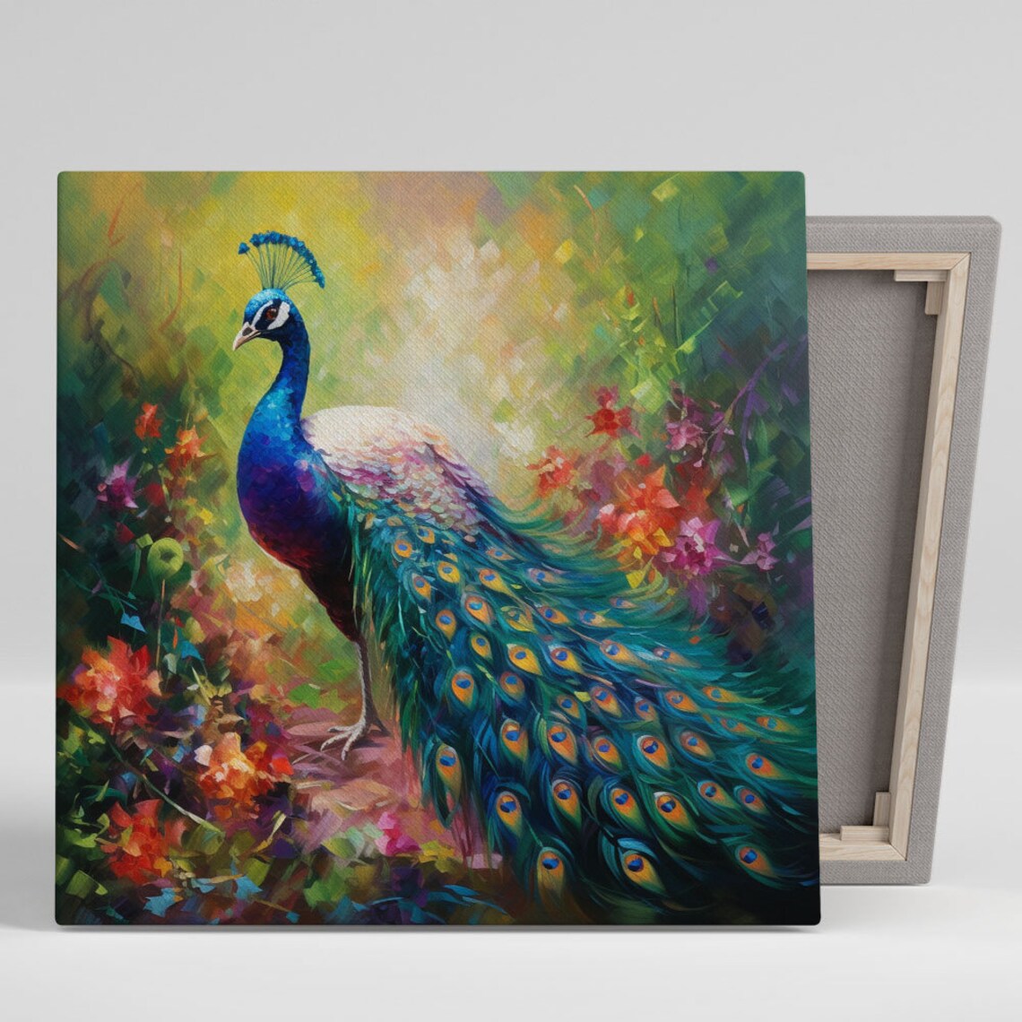 Peacock Decor Poster Print, Exotic Living Room Decor