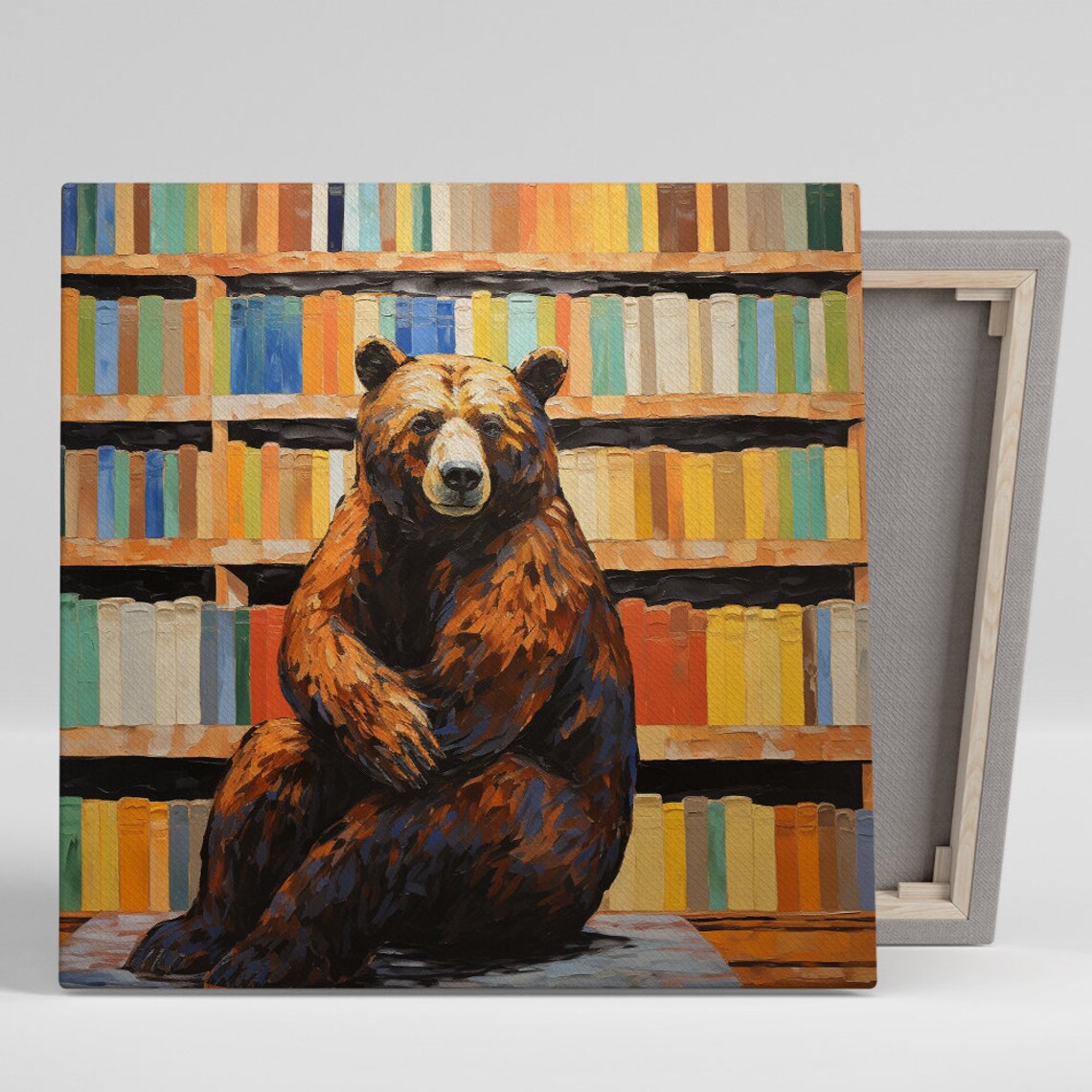 Bookish Bear Poster, Whimsical Modern Rustic Decor