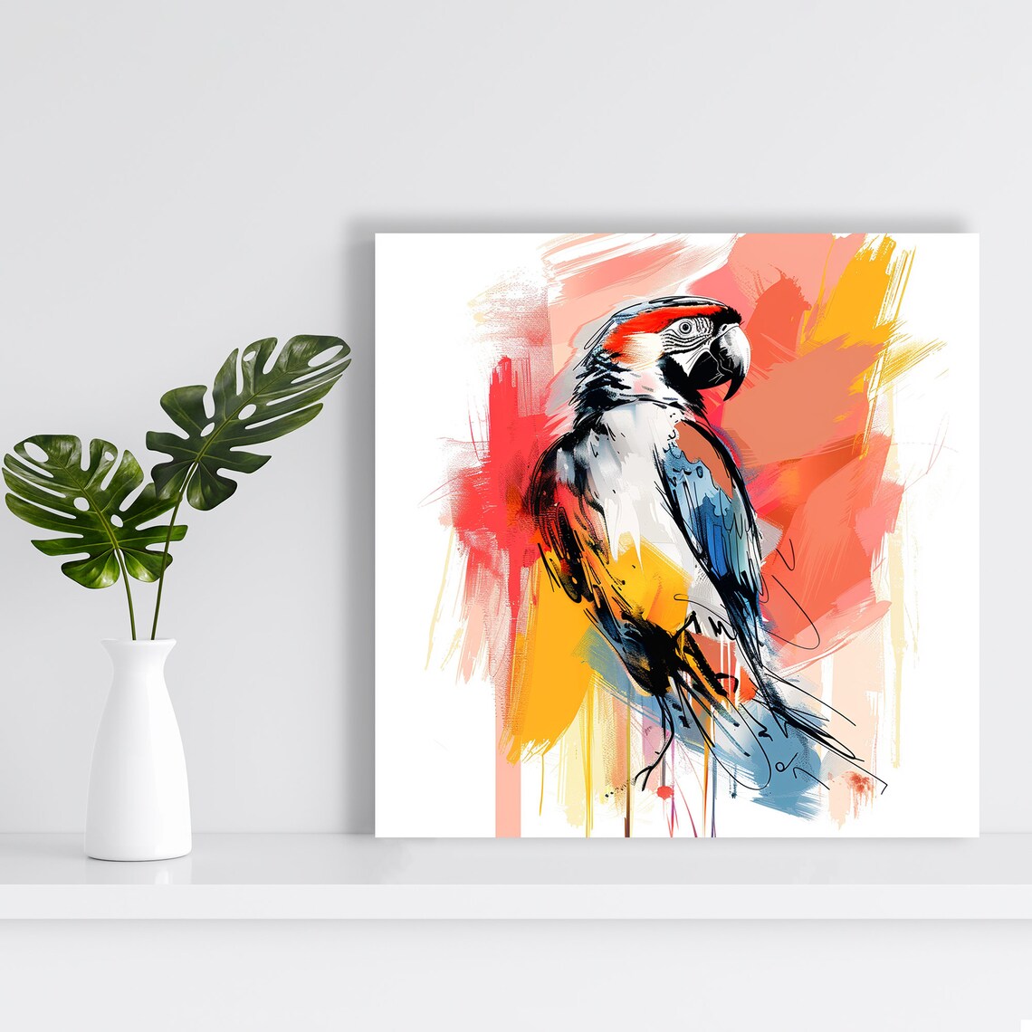 Vibrant Parrot Splash Art Poster, Whimsical Decor - Image 2