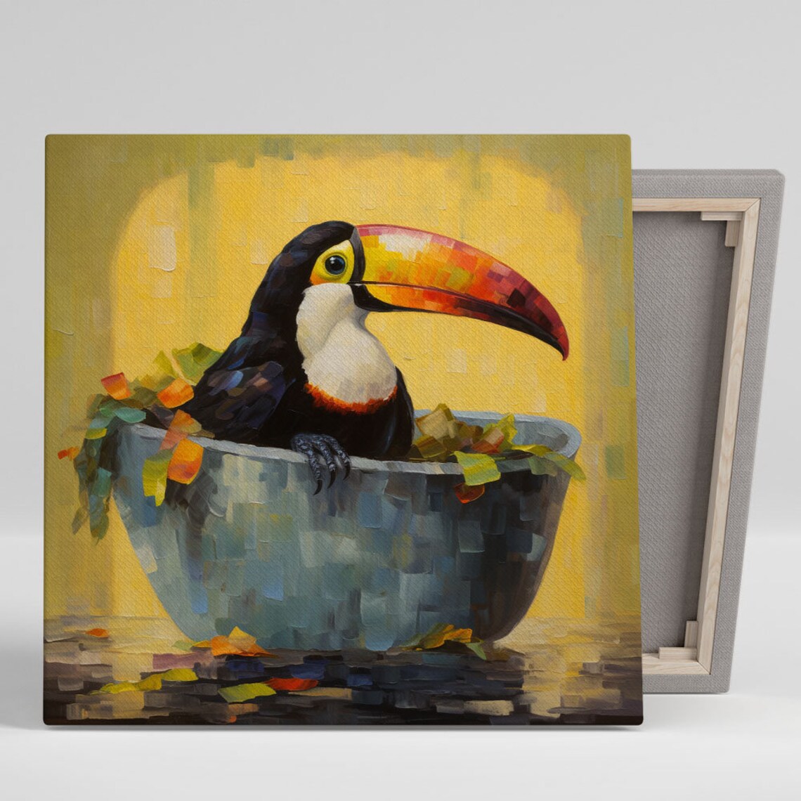 Toucan Bird in Bathtub, Bathroom Wall Art Print