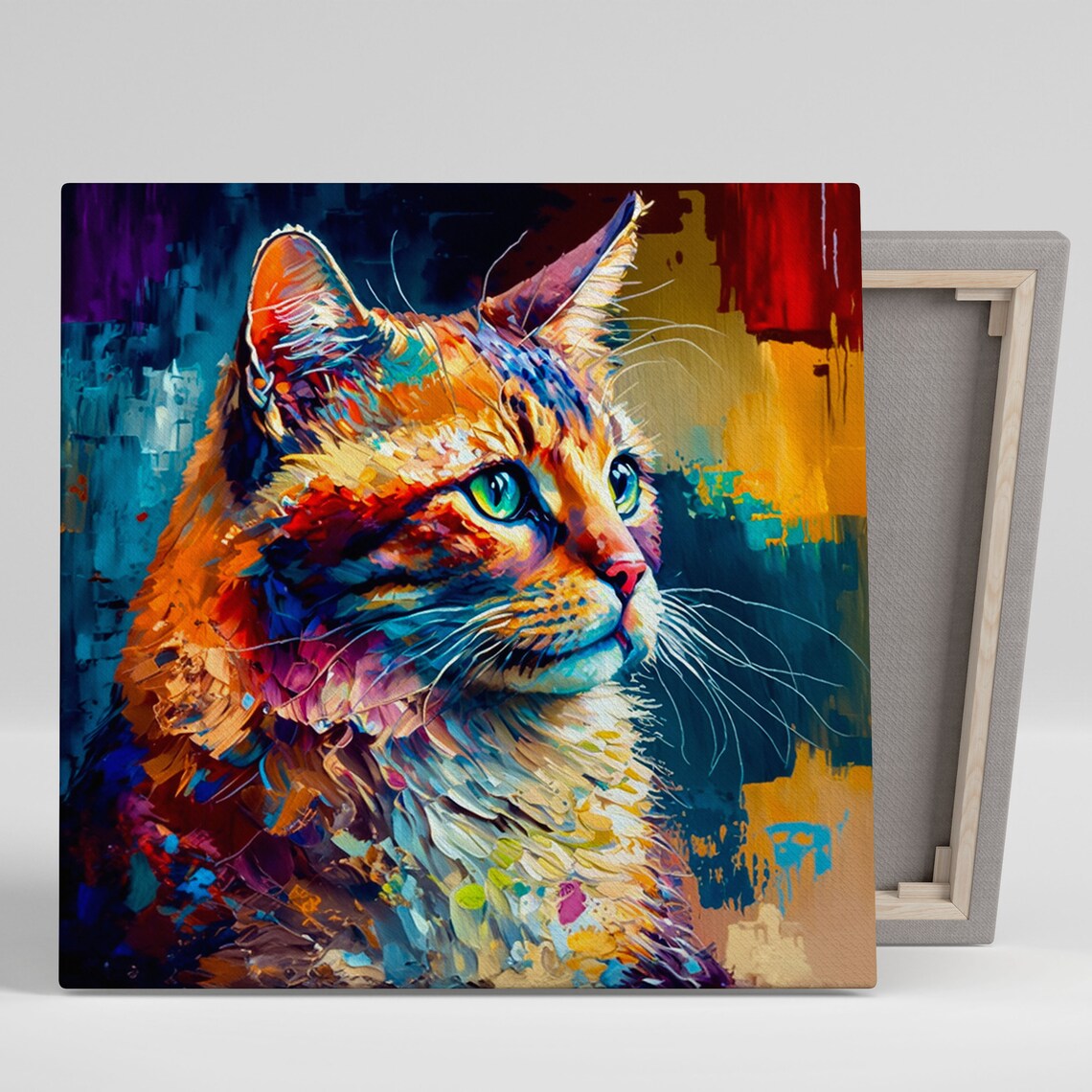 Colorful Abstract Cats Art Print, Cat Lover Decor